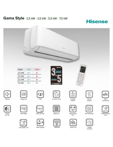 Aire Acondicionado Hisense STYLE CF35MR04  ✔️Mejor Precio✔️